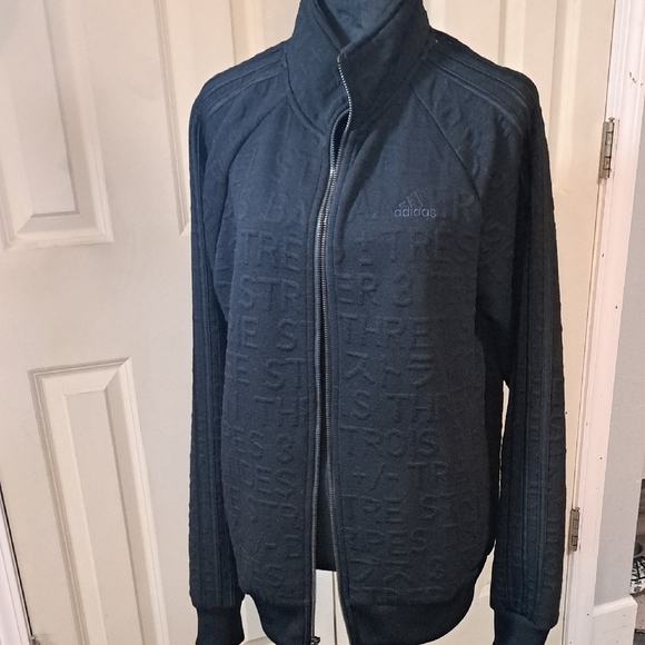 adidas Other - Adidas Embossed Black Zip-Up Jacket MENS RARE JACKET